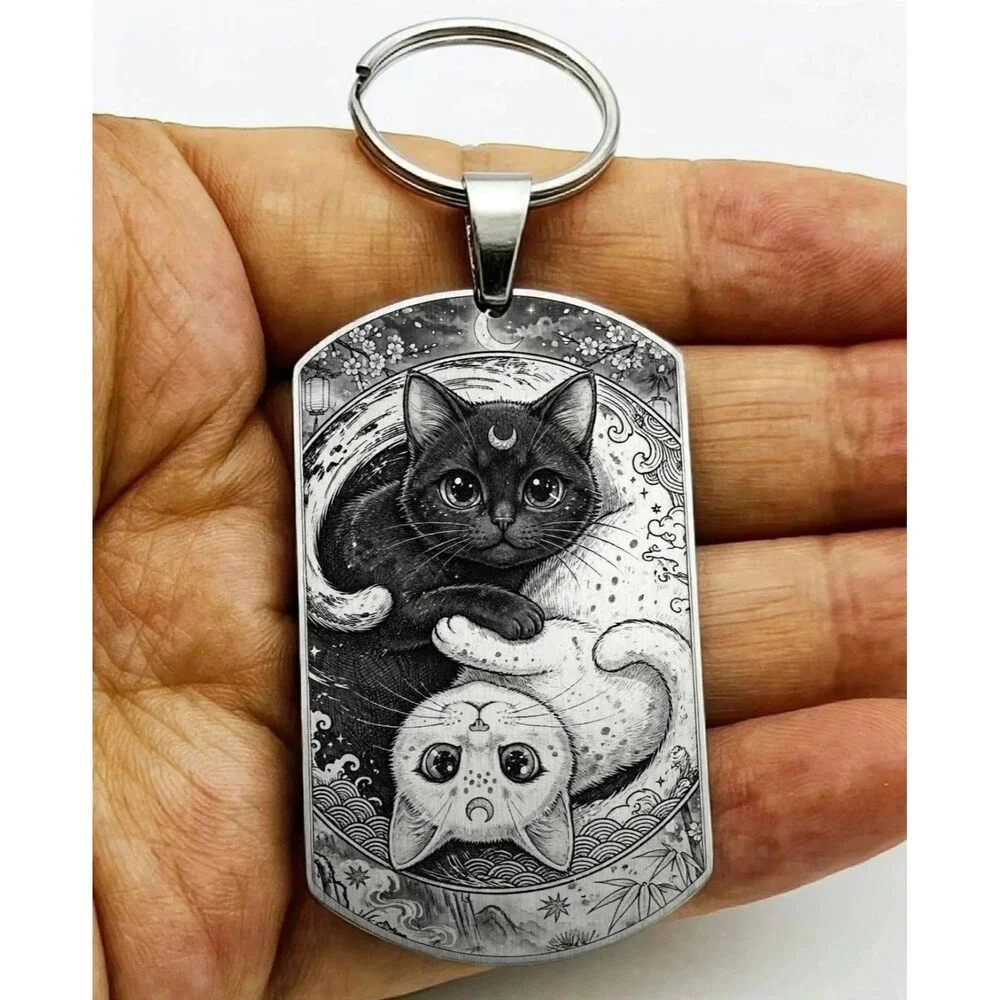 Animal Cat Dog Paw Hans Sign Stainless Keychain Kitty Puppy Art Rock Scissors